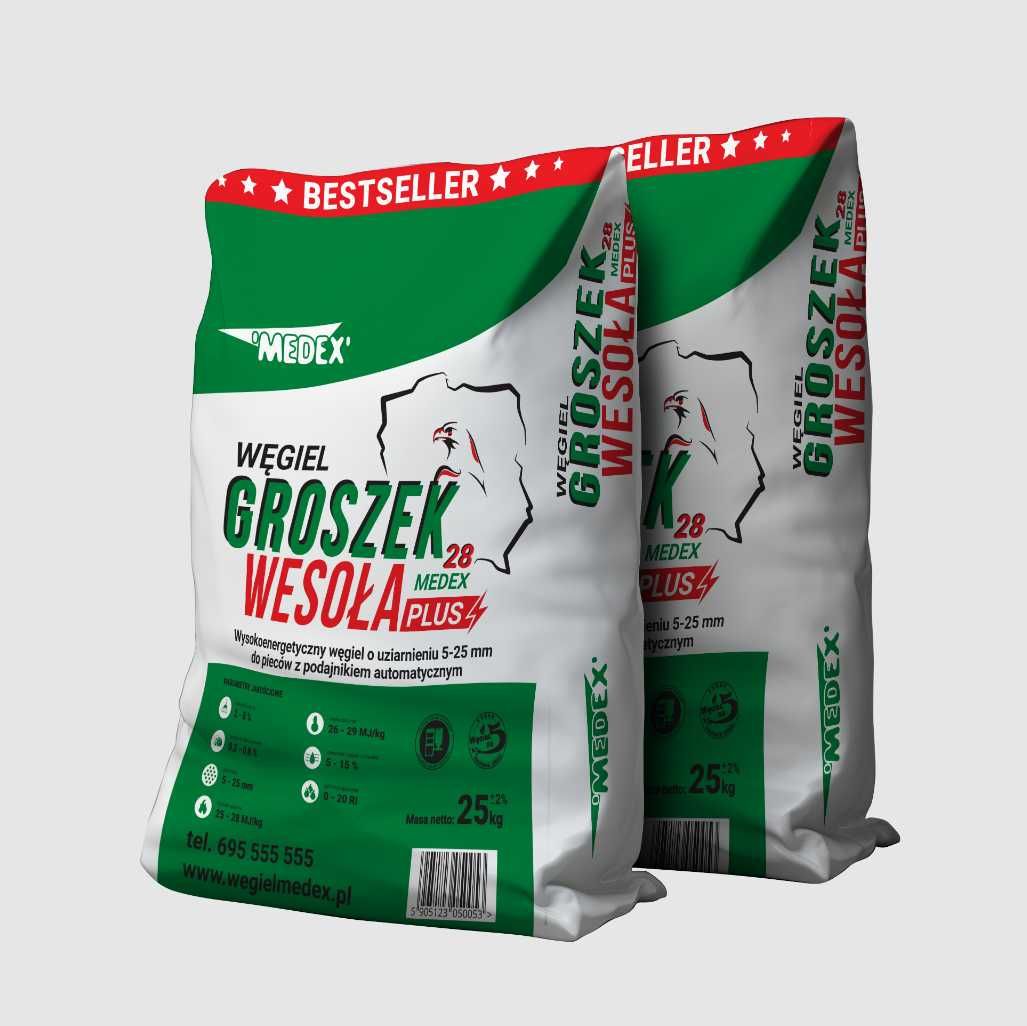 Węgiel GROSZEK medex WESOŁA PLUS 28 ekogroszek 25 kg