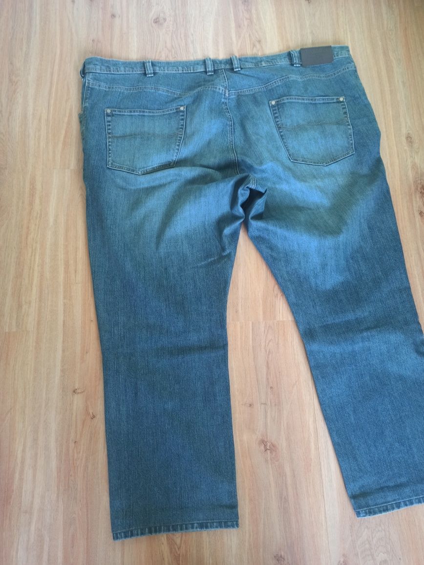 Spodnie jeansy męskie niebieskie duże 6XL pas 139 cm Canda nowe bez me