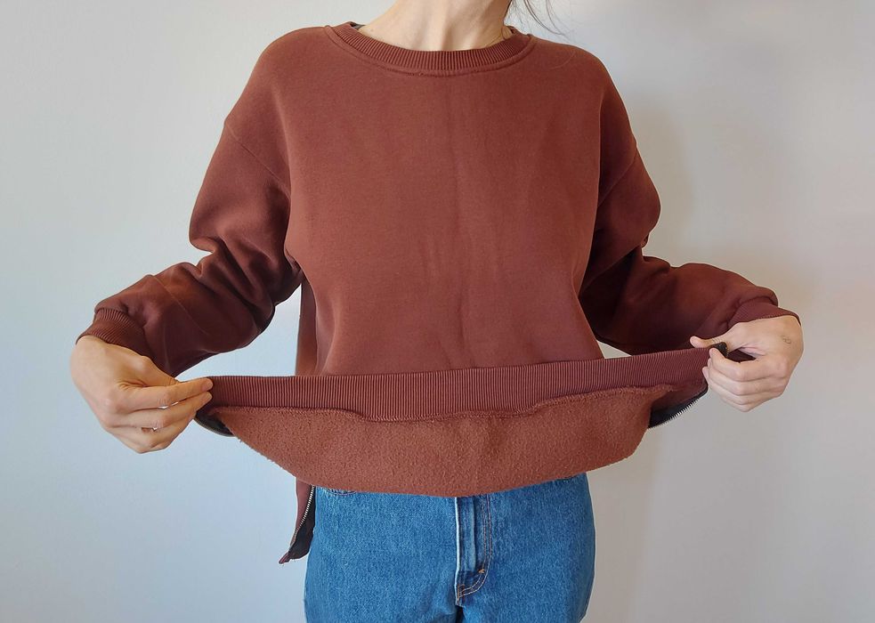 The Fancy damska bluza brązowa sweater z zamkiem z każdej strony M - L