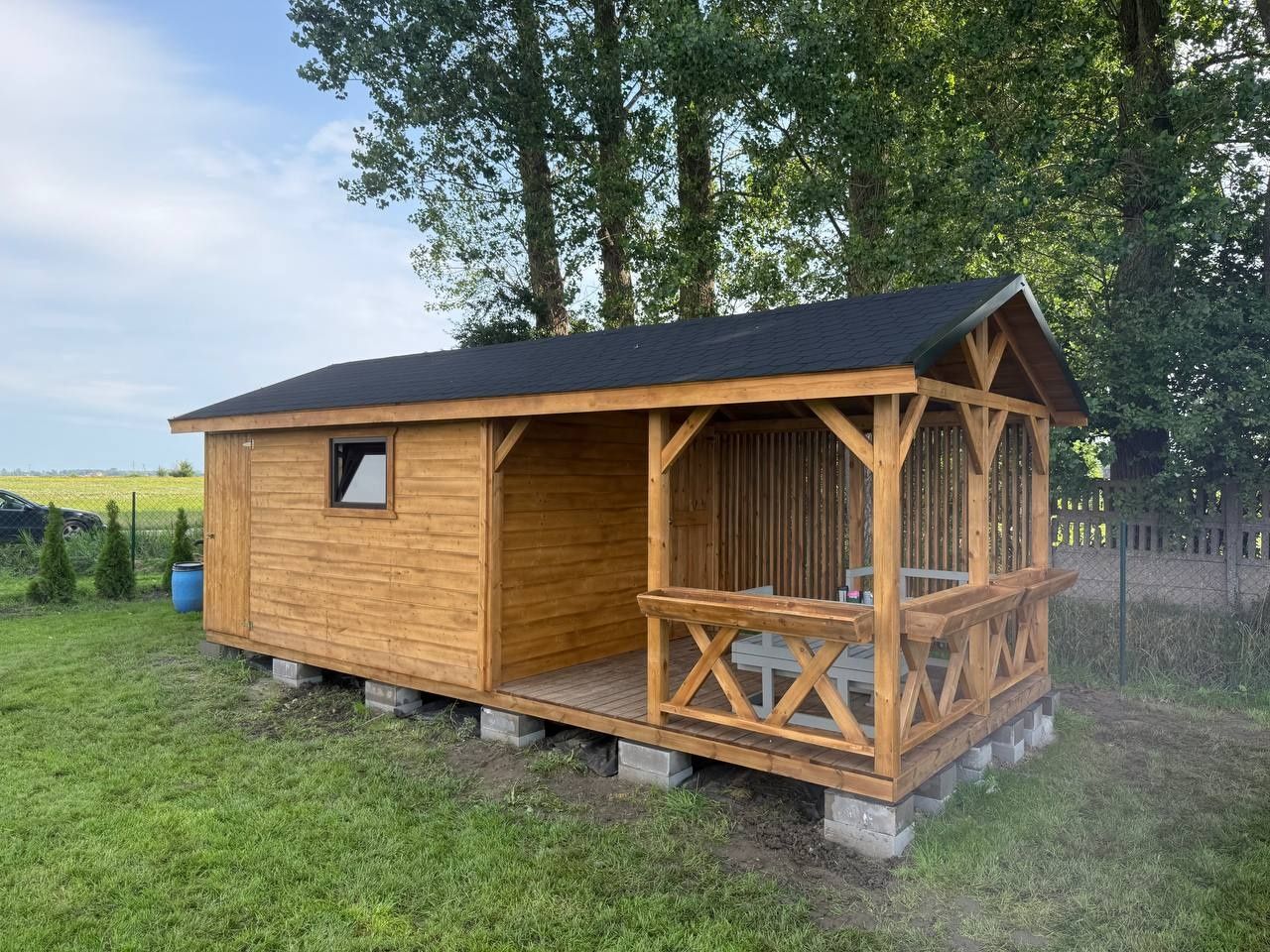 Domek letniskowy, narzędziowy drewniany 7×3 m Montaż w cenie