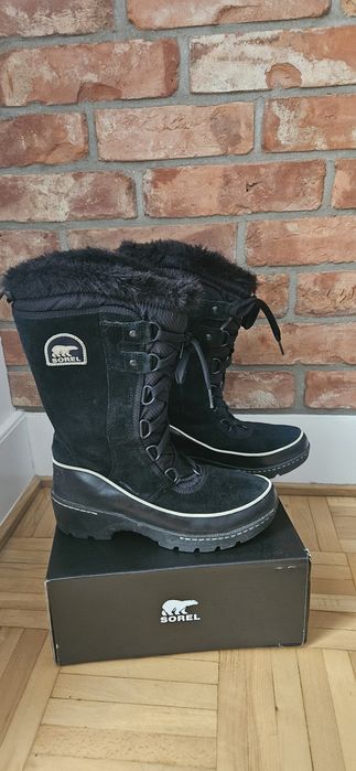 Buty kozaki śniegowce sorel 38 czarne ocieplane damskie dla dziewczynk
