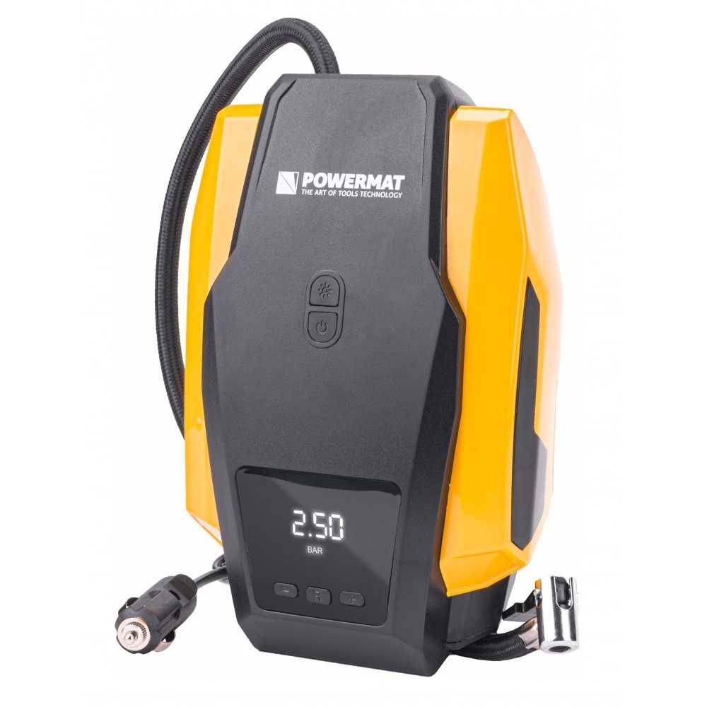 POWERMAT Kompresor Bezolejowy Sprężarka Przenośna 12v Lcd PM1185