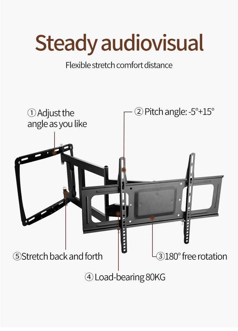 Suporte de parede para TV, LCD de 32" a 80", com peso até 80kg