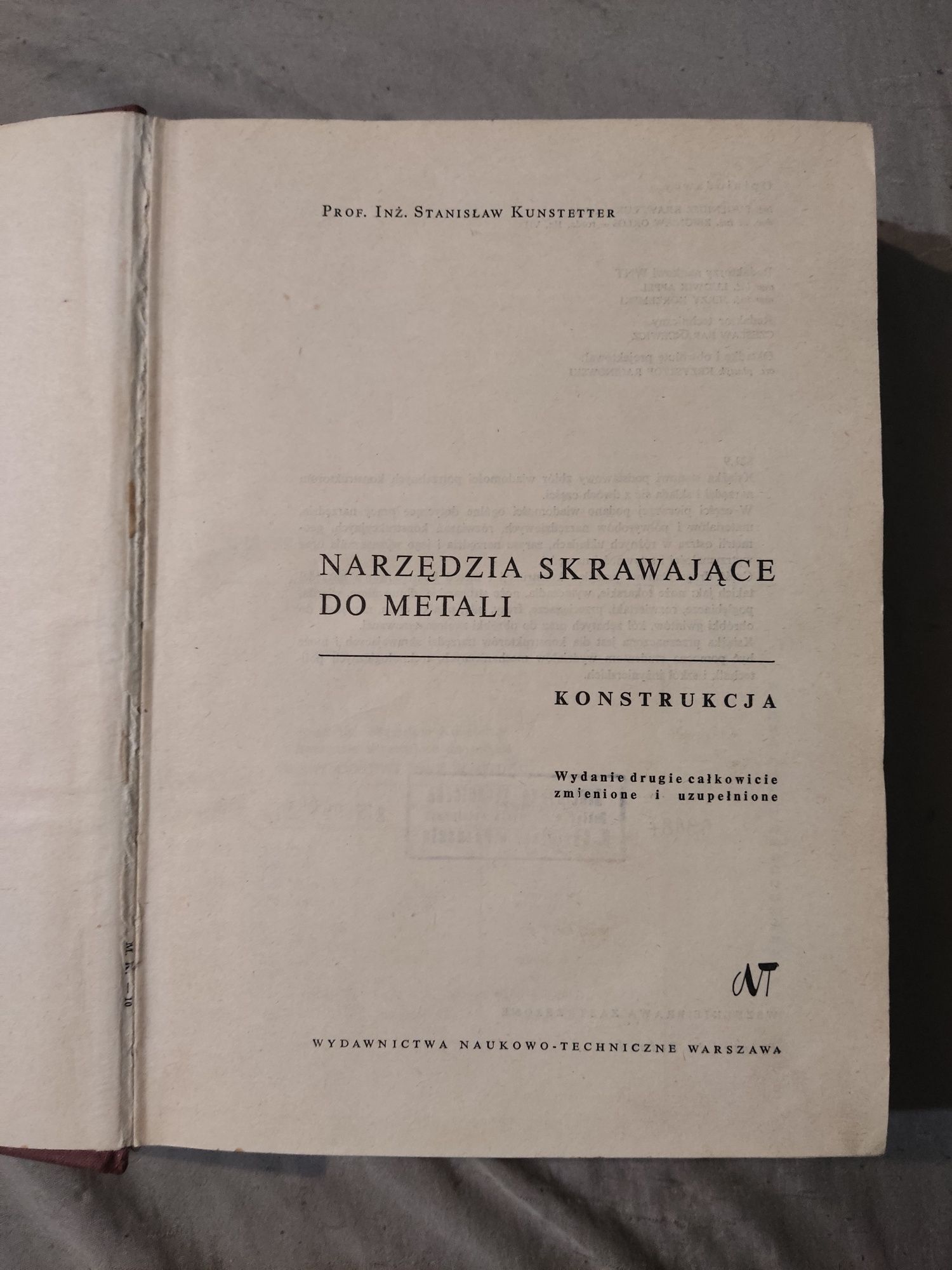 Narzędzia Skrawające do Metali Konstrukcja - S. Kunstetter