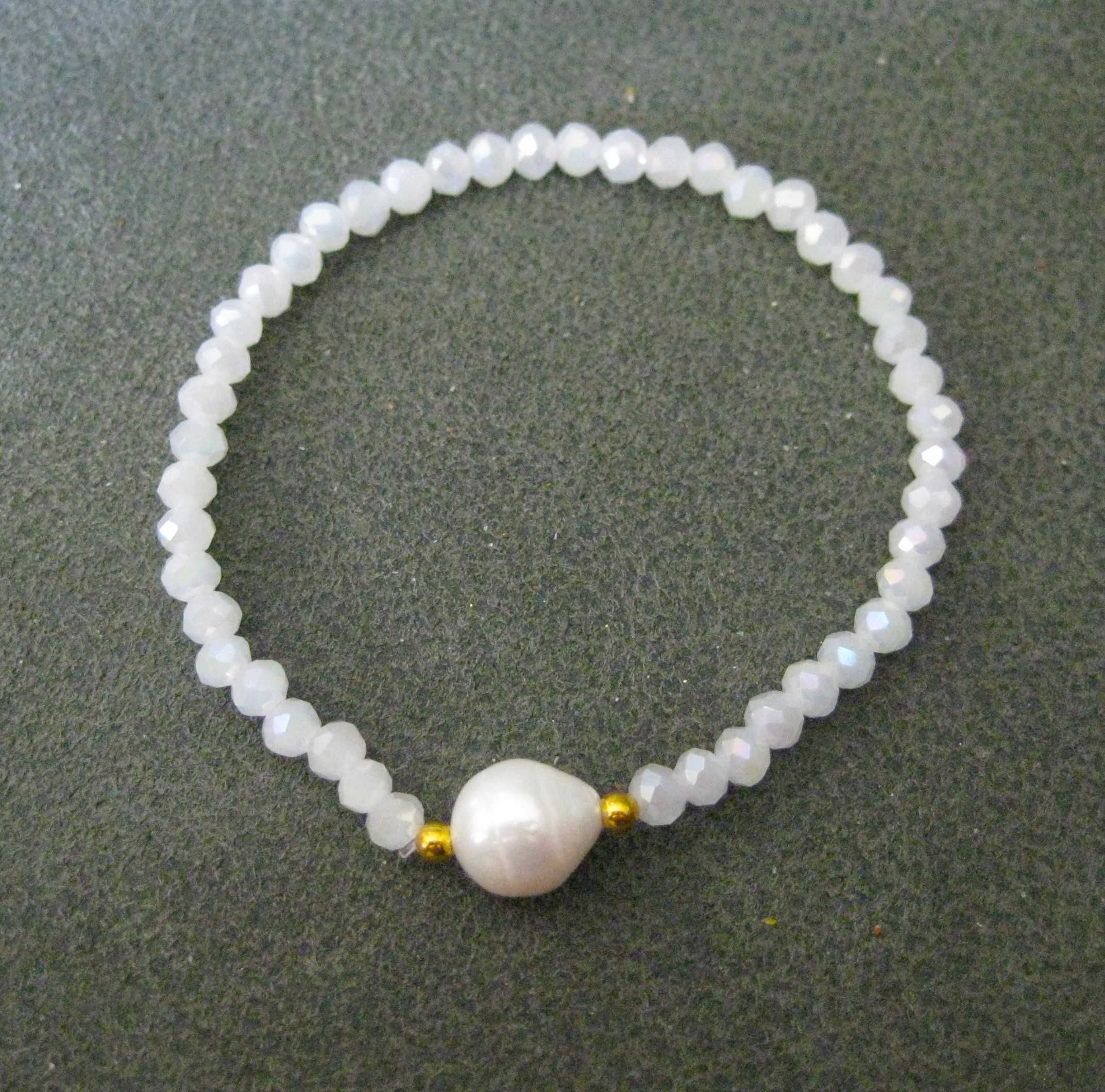 Pulseira Contas Vidro Facetadas e c/ Perola NOVAS - 2 diferentes SALDO
