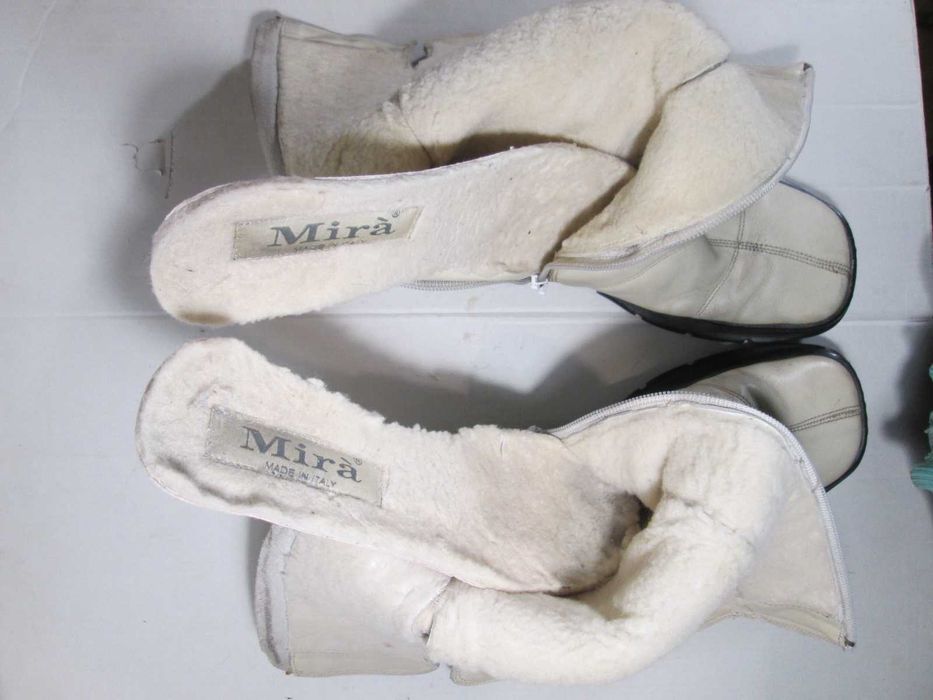 Сапоги женские зимние кожа белые 39 размер Италия MIRA