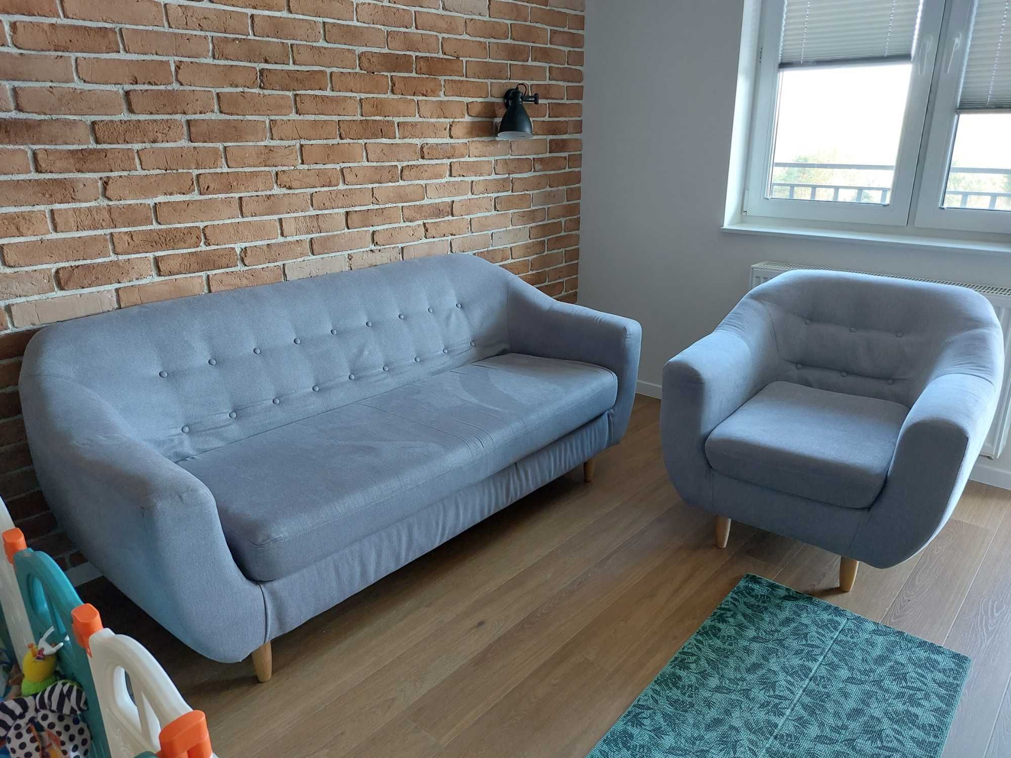 Meble sofa i fotel szare