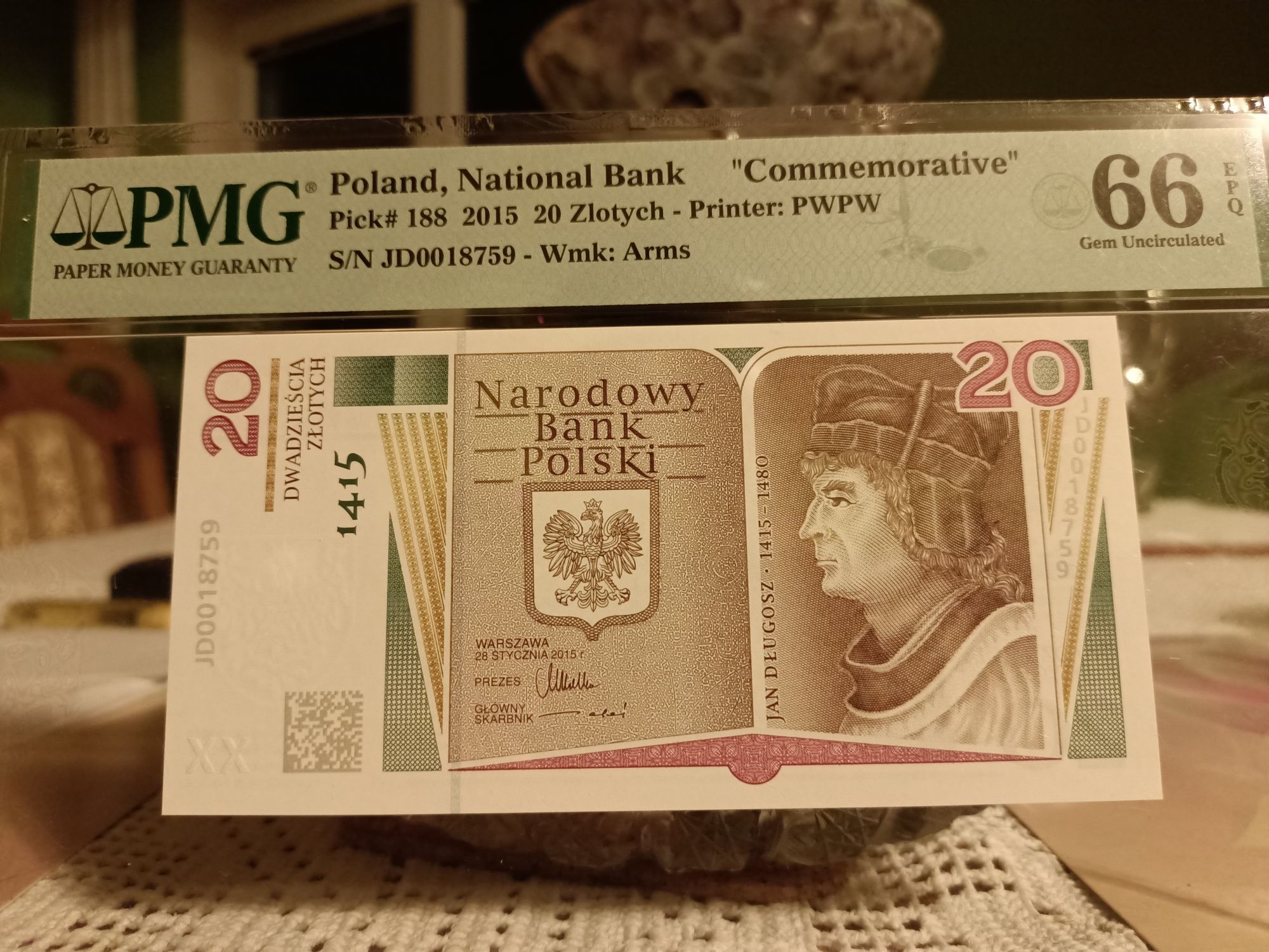 Banknot - Długosz - grading PMG 66 - Prezent