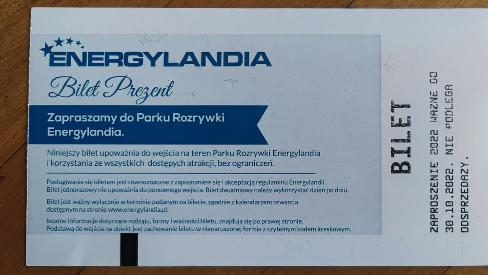 Energylandia - bilet normalny do 30.10