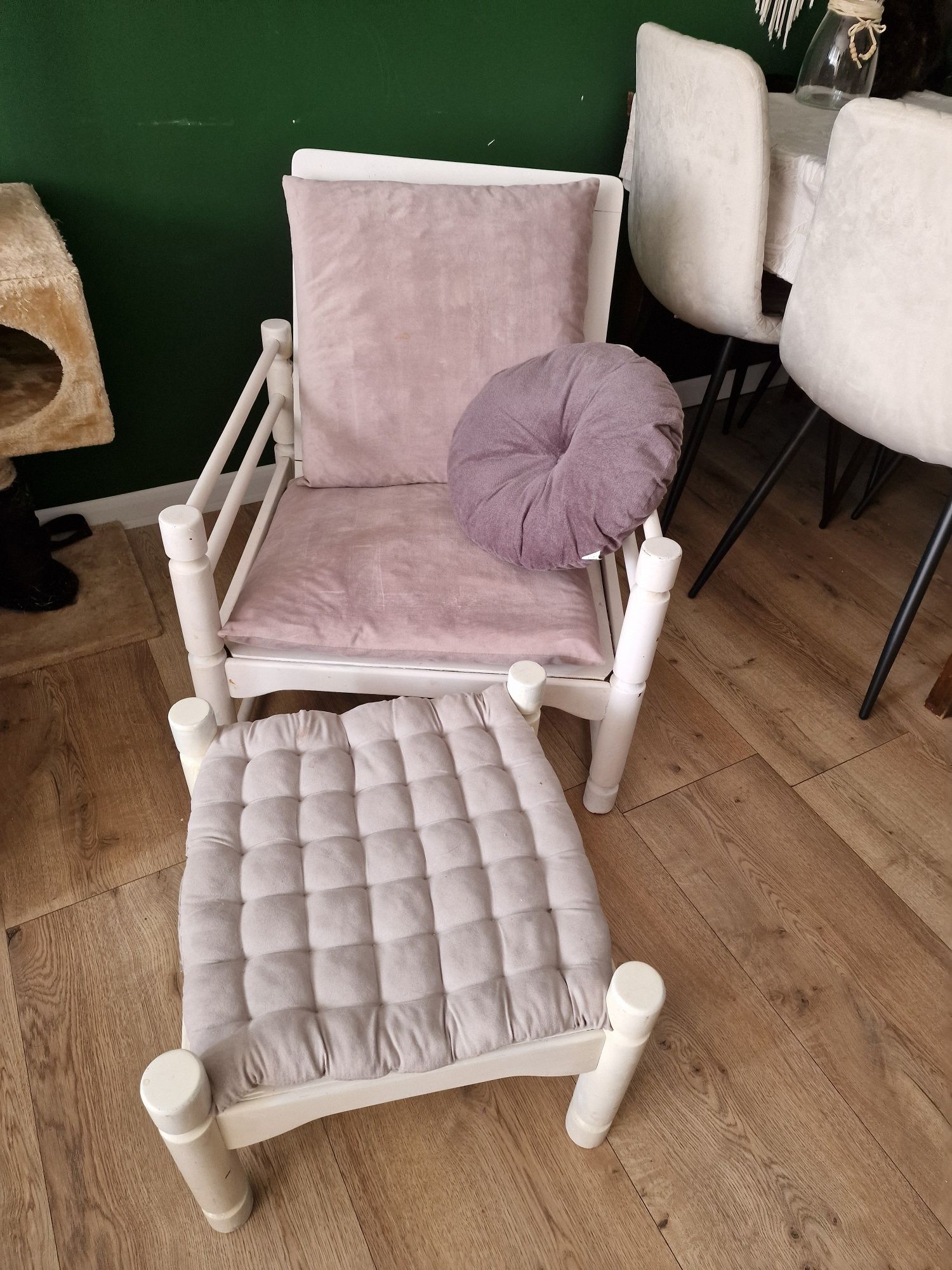 Fotel podnóżek retro prl stobrawa bączyk fryderyk antyk drewniany drew