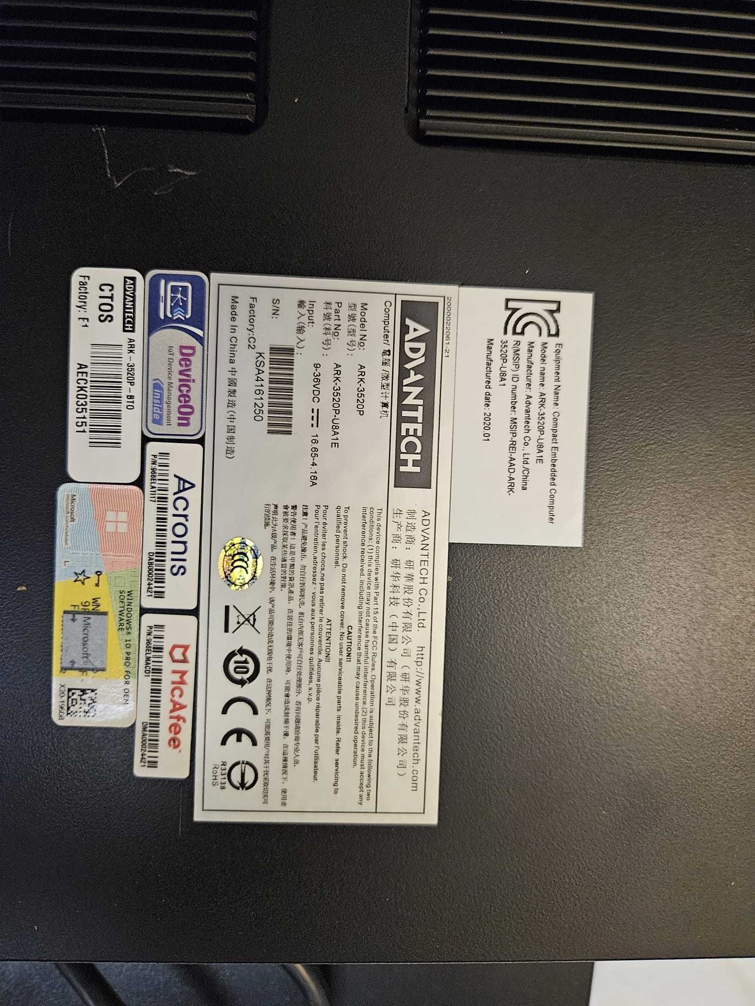 Komputer przemysłowy Advantech ARK-3520P-U8A1E Intel Core I5