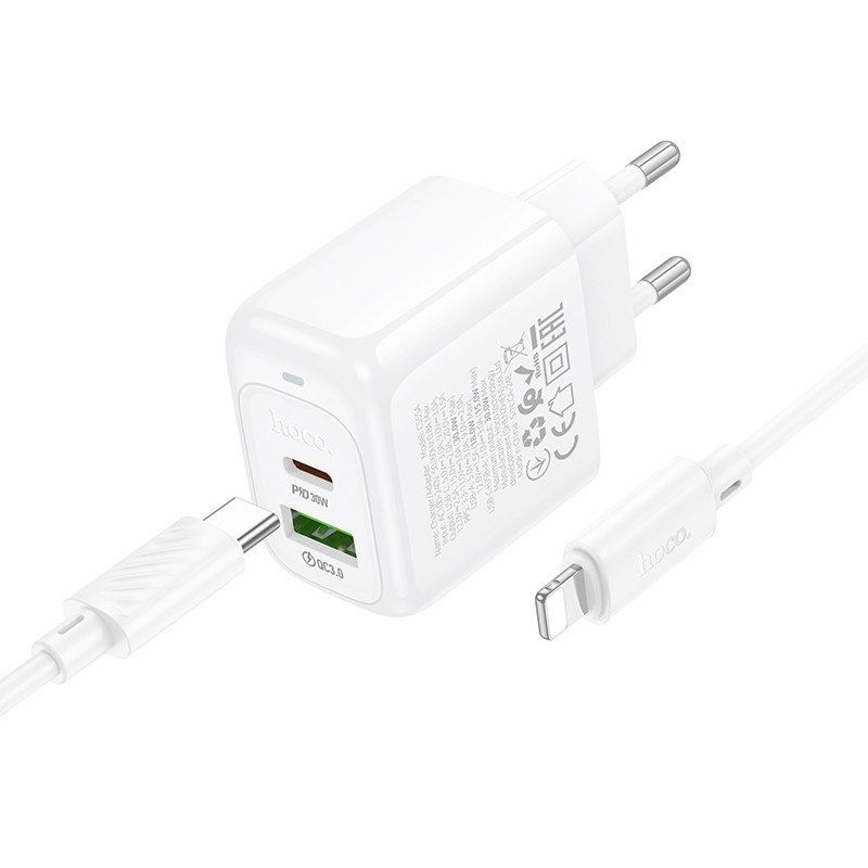 Швидка Зарядка iPhone 30W USB + Type-C / Hoco CS55A type-c to ligtning
