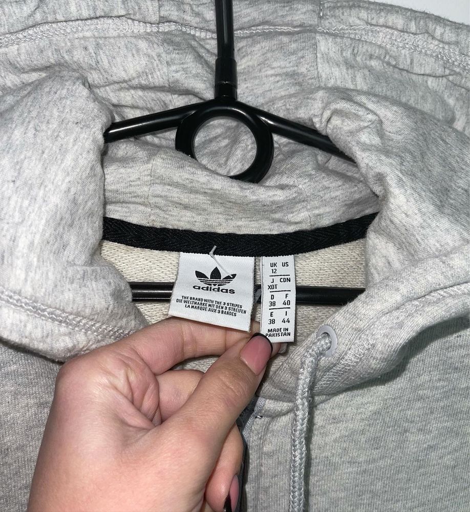 Спортивна кофта adidas r.y.v. з лампасами сіра зіп худі толстовка адід