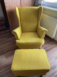 Fotel Uszak Ikea z podnóżkiem