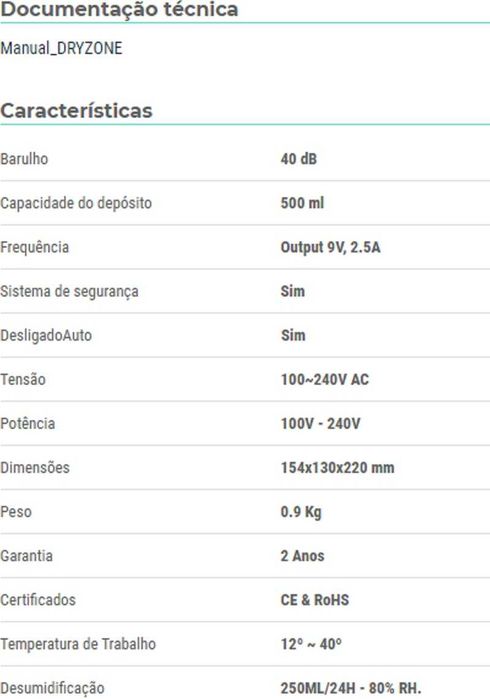 Mini Desumidificador 500ml novo