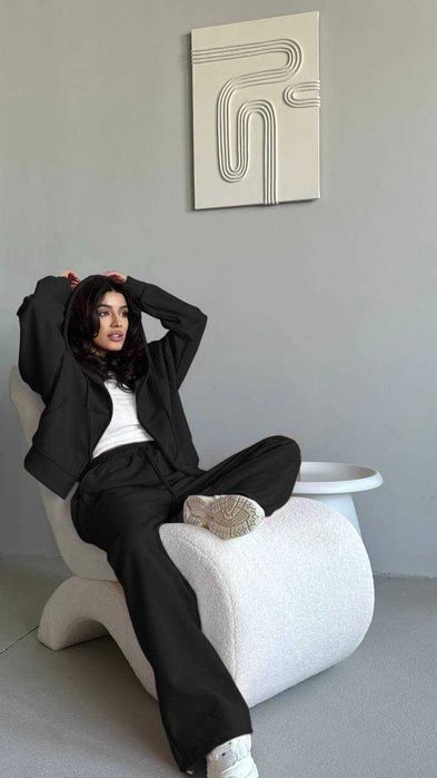 Костюм жіночий теплий фліс штани палаццо і худі | женский модель 1585