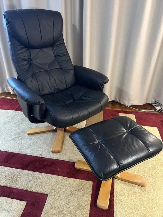 Чорне Крісло Реклайнер з Данії Екошкіра