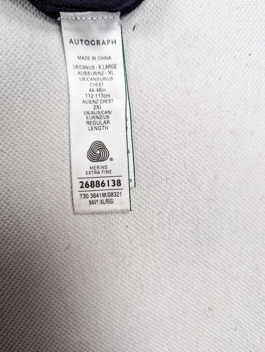 Autograph granatowy sweter 100% wełna merynosa merino XL