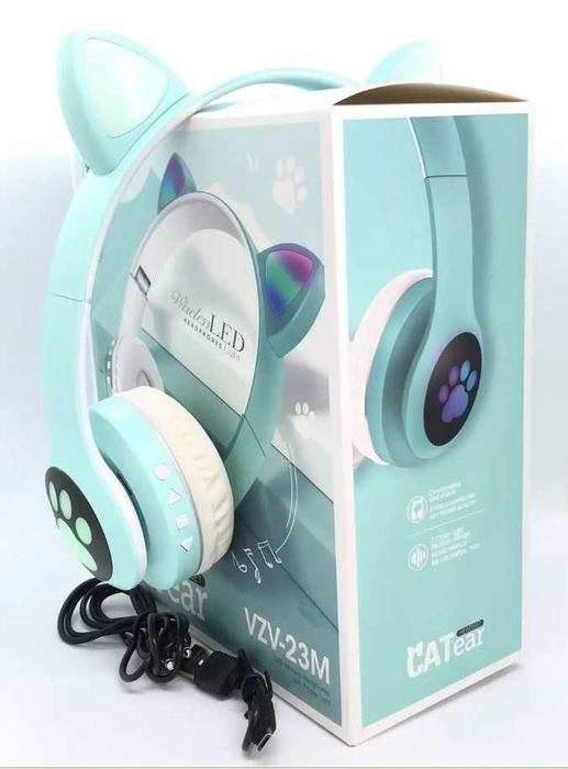 Дитячі Бездротові навушники вушка LED Bluetooth VZV-23M Наушники ушки