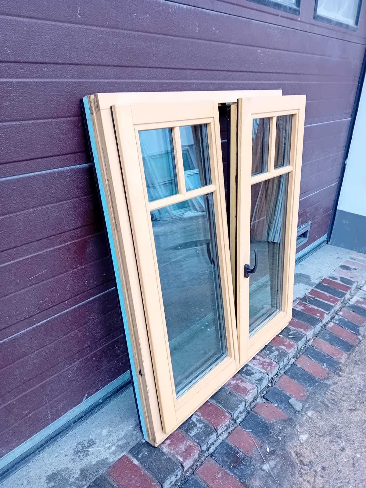 Okno dwuskrzydłowe aluminiowe brązowe drewniane 110x130 DOWÓZ KRAJ