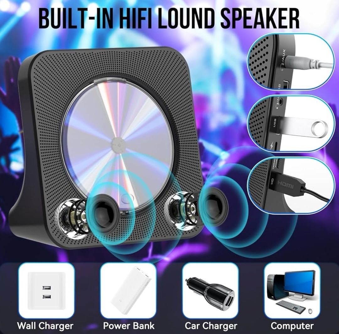 Gueray Odtwarzacz DVD/CD Bluetooth 5.0 FM HDMI USB Nowy!