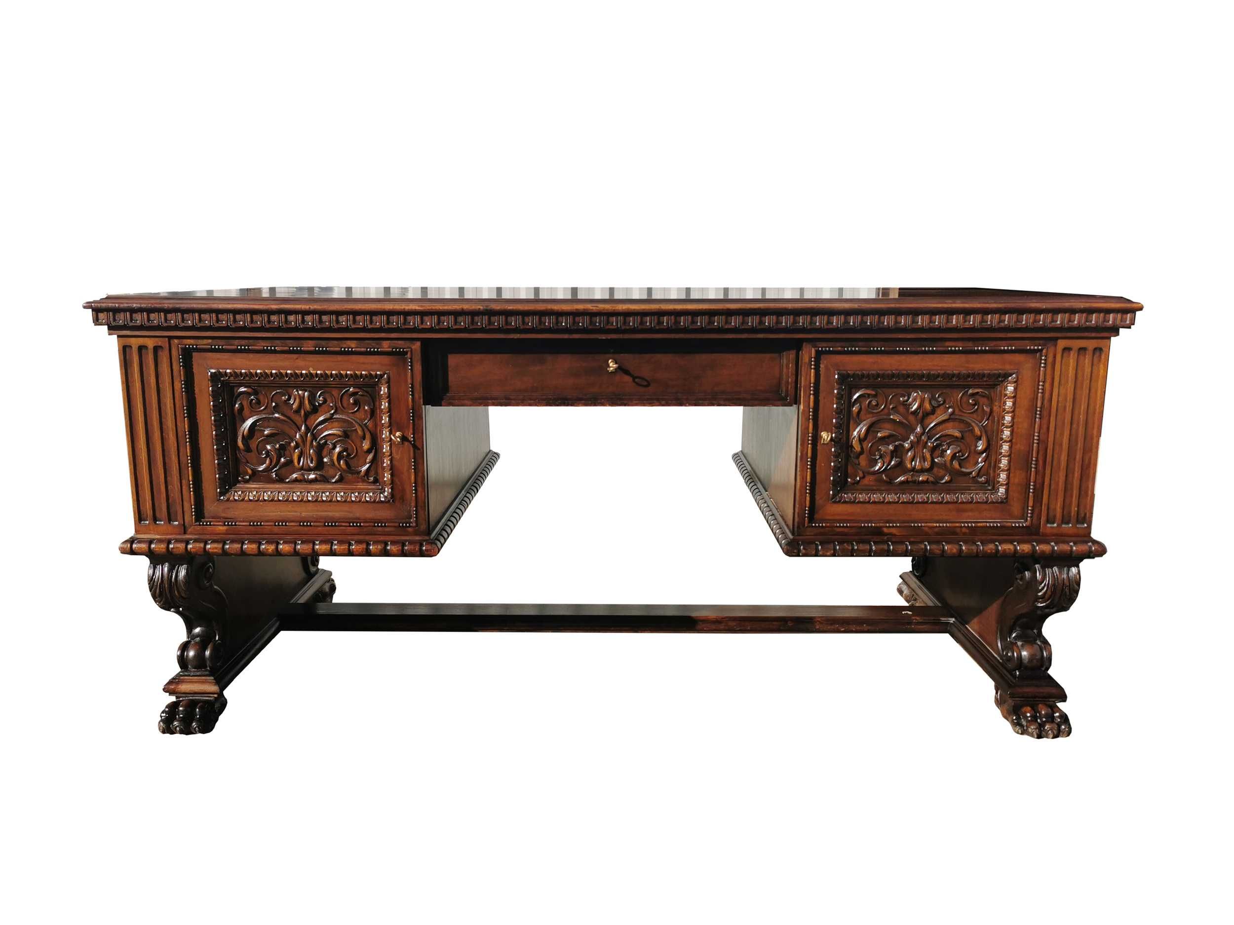 Wyjątkowy monumentalny neorenesansowy komplet gabinetowy z 1920 roku