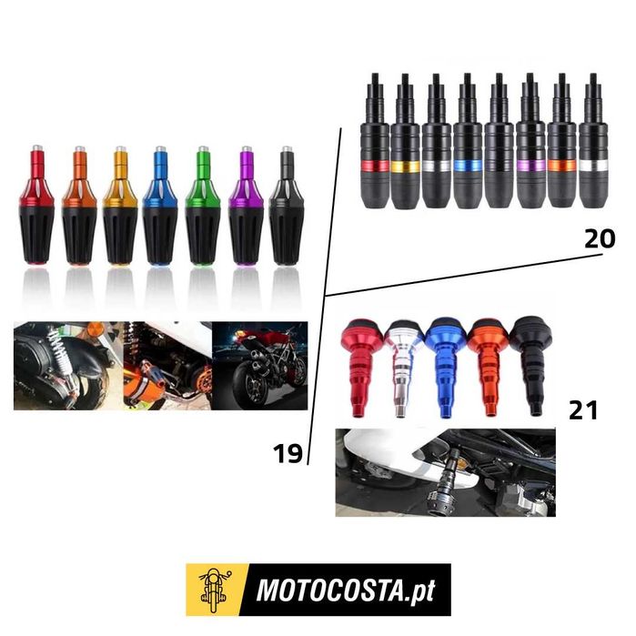 Proteções e Cogumelos Moto - Alumínio, Borracha e Molas - MOTOCOSTA