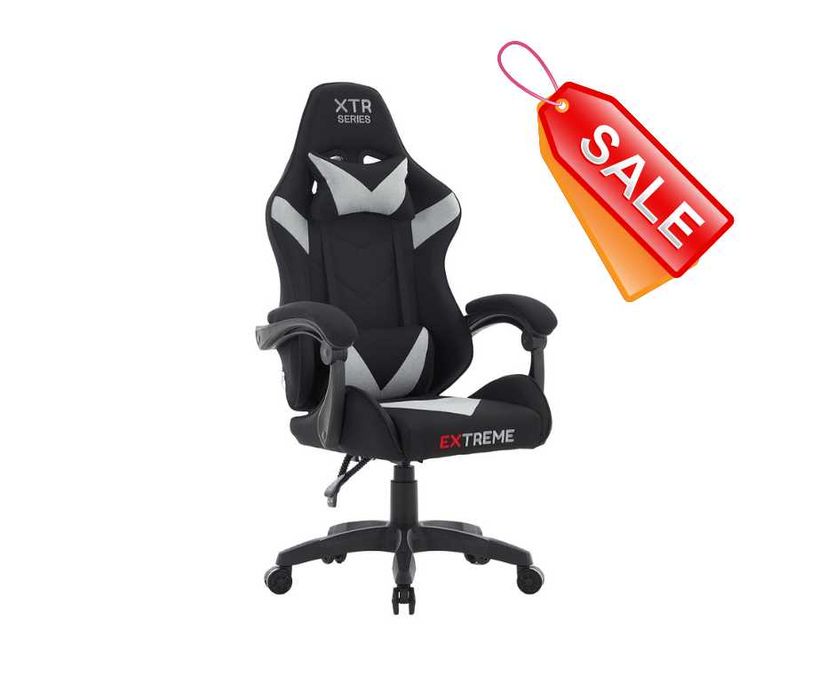 Fotel Gamingowy dla graczy tkanina EXTREME XTR Light Gray