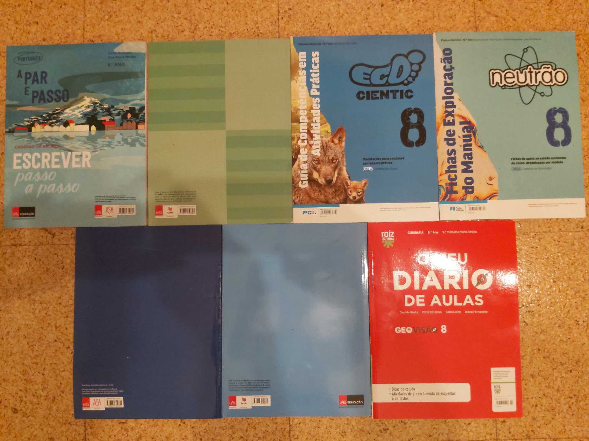 Caderno atividades 8°ano Português, Matemática, Francês, Geograf, etc