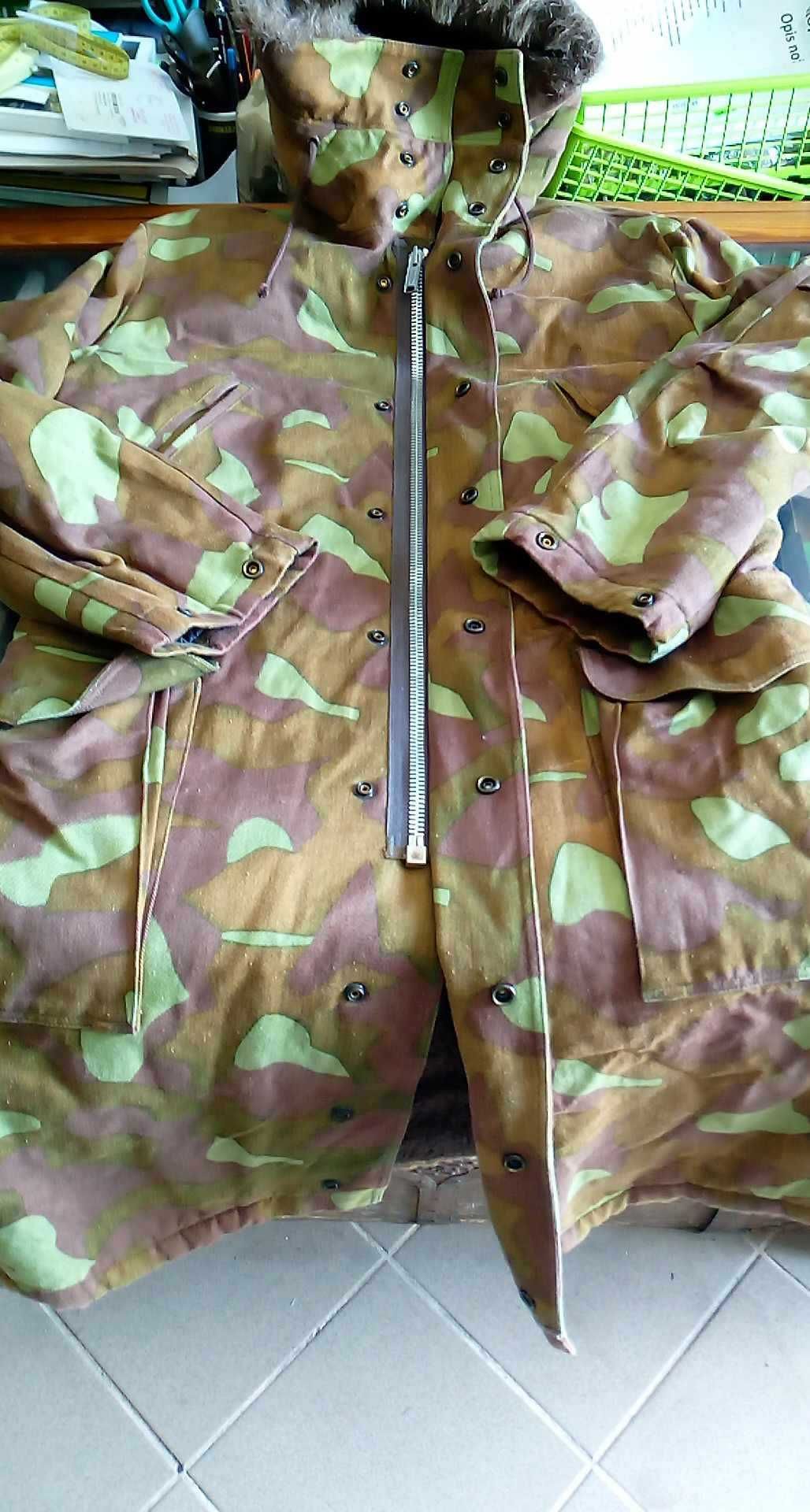 Długa Parka Zimowa Armia Finlandia M62 camo r. M~L unikat