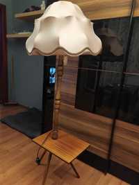 Lampa podłogowa stolik PRL 60-70 z abażurem vintage loft