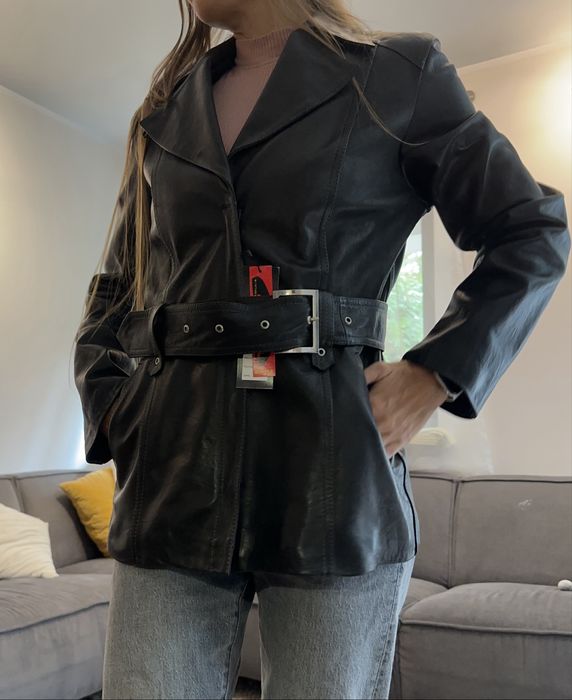 Skórzana kurtka płaszcz z naturalnej skóry NOWA z metkami r 40