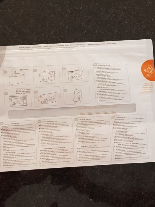 Saco esterilizador reutilizável para microondas