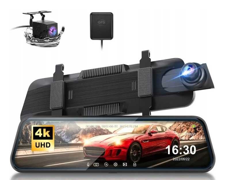 4K Car Dvr Mirror Dash Cam Ekran dotykowy z dwoma obiektywami
