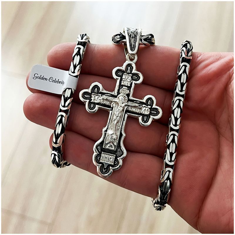 Elegancki Łańcuszek Srebrny Królewski 65 Cm 5 Mm + Krzyż Prawosławny