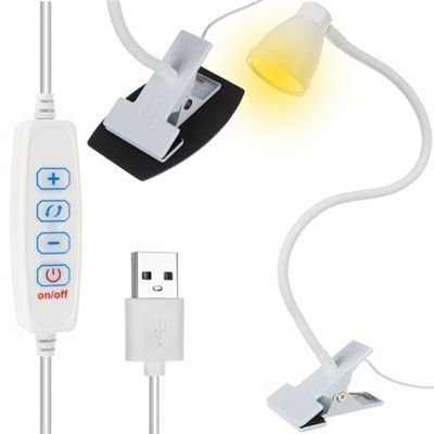 Lampka Biurkowa 24 Led Klips Usb Podstawka Biała