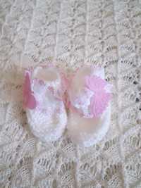 Buciki skarpety niemowlęce nowe dziewczynka białe z motylkowym nowe