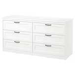Kredens Ikea biały SONGESAND Komoda 6 szuflad biały 161x81 Nowa w kart