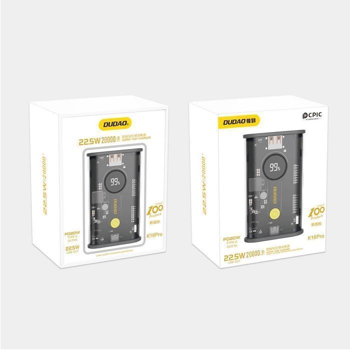 Dudao powerbank 20000mAh 1xUSB-A / 1xUSB-C 22.5W PD czarny