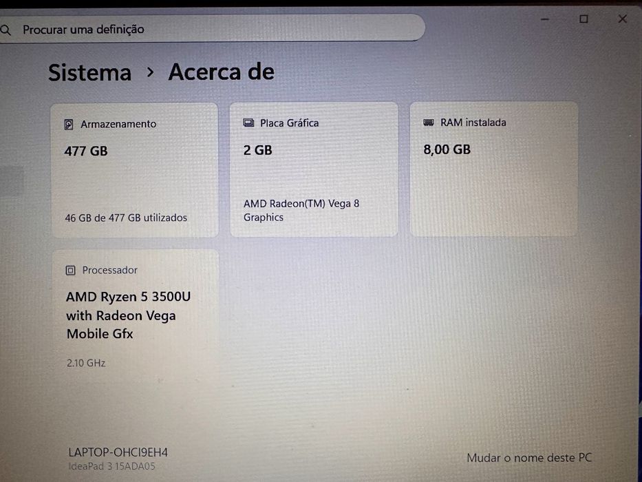 Portátil Lenovo IdeaPad 3 (Ryzen 5 / 8GB RAM / 480GB SSD)