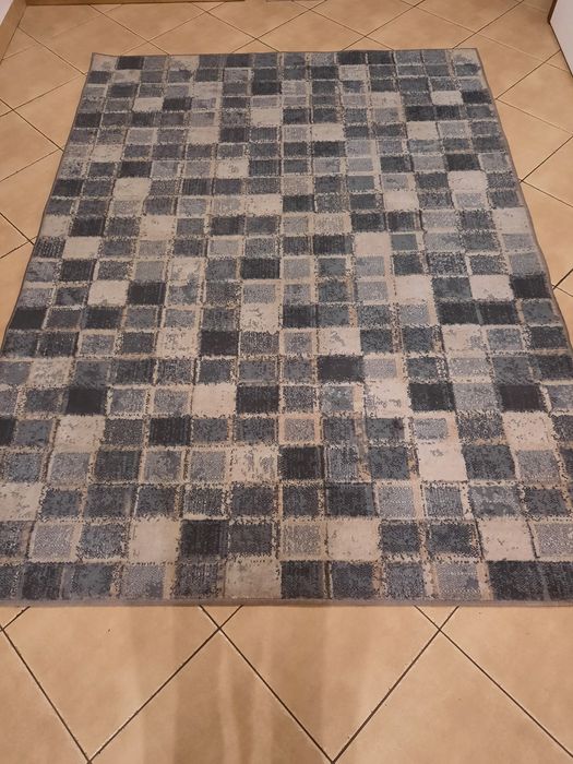 Dywan 160 x 220 kratka szara