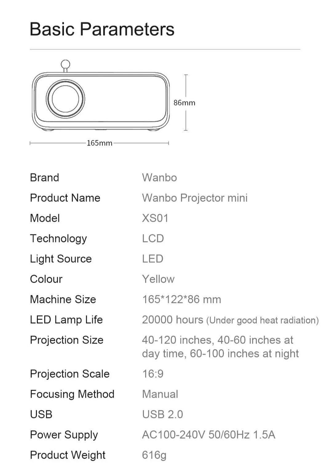 +Экран! Проектор Xiaomi Wanbo X1 mini 200 ANSI Lumen HD support
