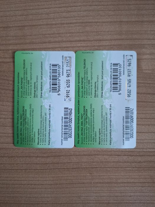 Karty telefoniczne zdrapki