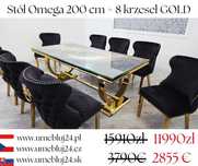 Jadalnia stół Omega + 8 krzeseł Diamont  Blat dekor / 7 kolorów