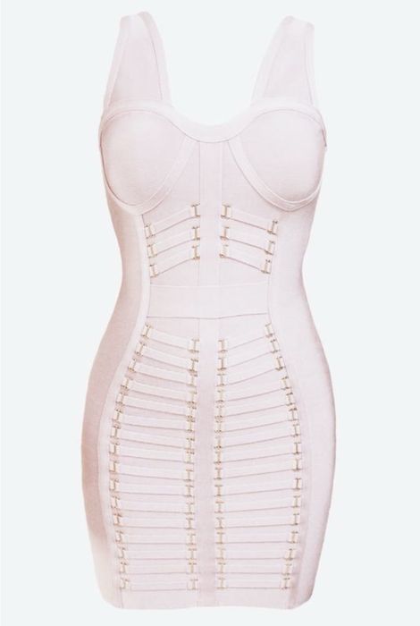 Платье бандажное утягивающее пудра