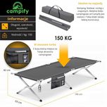 Łożko Składane Polowe Kanadyjka Duże Mocne 150 KG XXL Campify 190cm