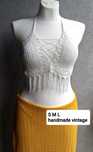 Top beżowy beige S M L szydełko croche handmade vintage hippie