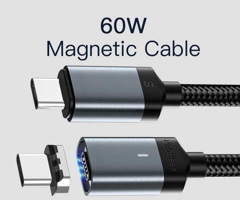 Магнітний кабель Essager Type-C to Type-C 2m 60w