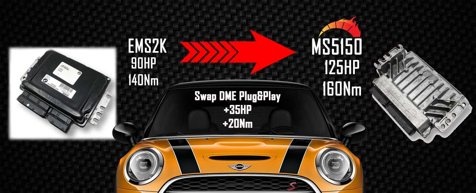 Chip tuning Immo off Komputer Mini One R50 DME Sterownik 90KM-->125KM