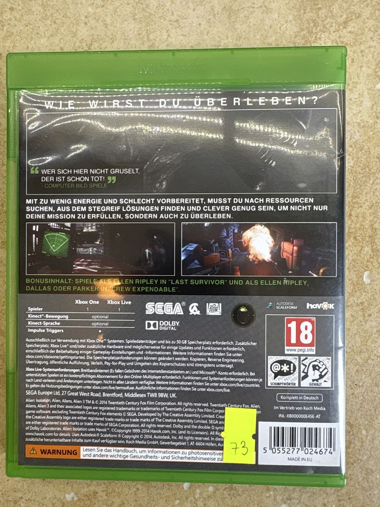 Alien Isolation gra na Xbox One